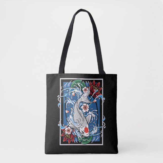 Japanischer Koi Fish Cherry Blossom Carp Fischzuch Tasche (Vorderseite)