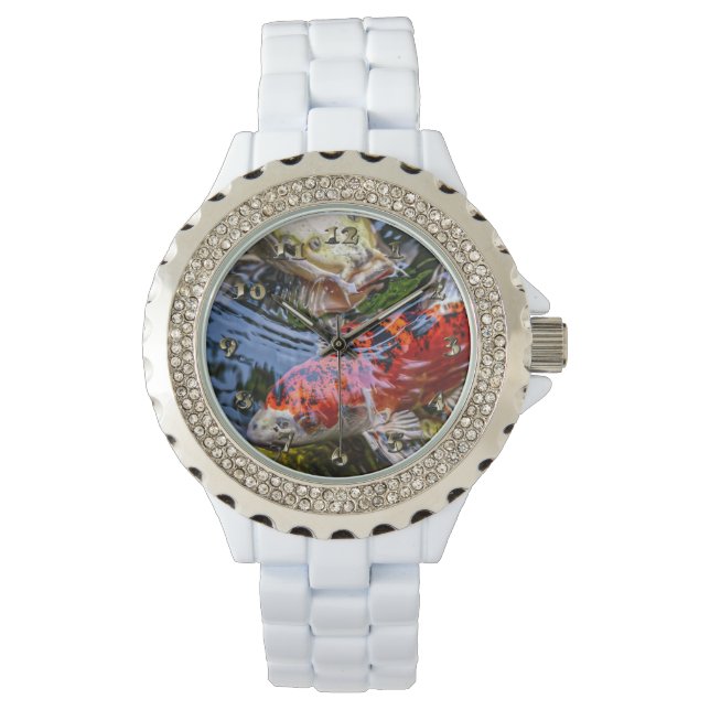 Japanischer Koi Fish Pond Armbanduhr (Vorderseite)