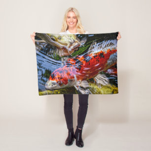 Japanischer Koi Fish Pond Fleecedecke
