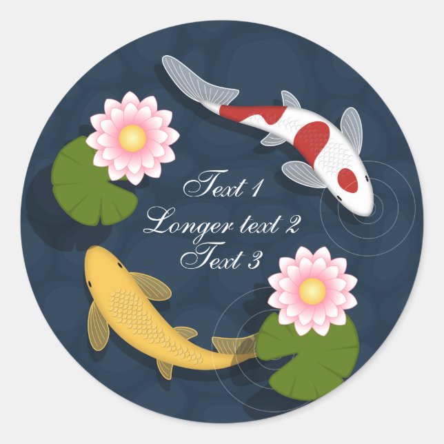 Japanischer Koi Fish Pond Runder Aufkleber (Vorderseite)