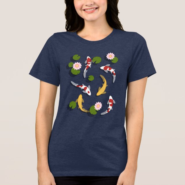 Japanischer Koi Fish Pond Tri-Blend Shirt (Vorderseite)