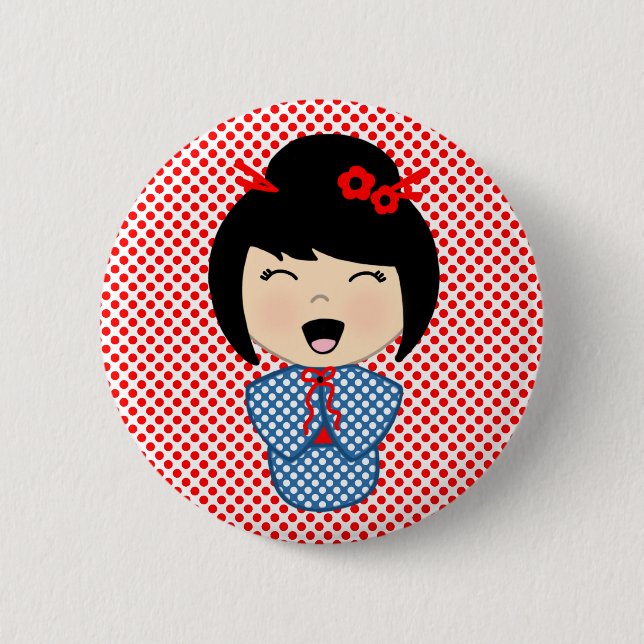 Japanischer Kokeshi-Puppbutton Button (Vorderseite)