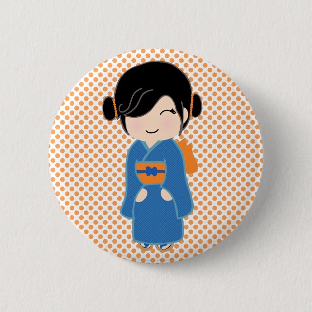 Japanischer Kokeshi-Puppbutton Button (Vorderseite)