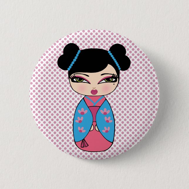 Japanischer Kokeshi-Puppbutton Button (Vorderseite)