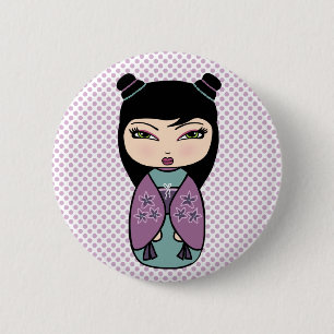 Japanischer Kokeshi-Puppbutton Button