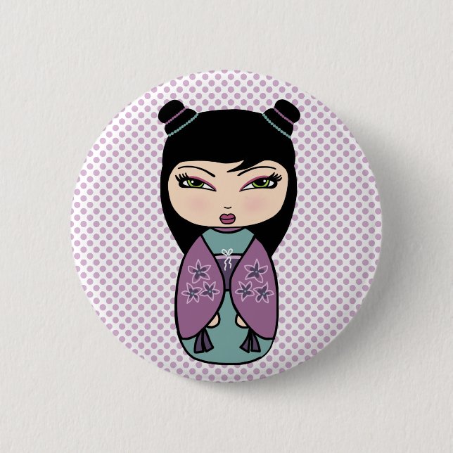 Japanischer Kokeshi-Puppbutton Button (Vorderseite)
