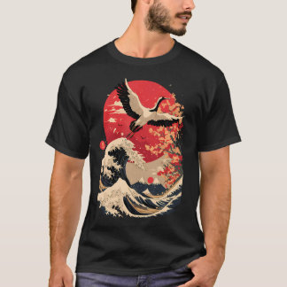 Japanischer Kranich Japan Kirsche T-Shirt