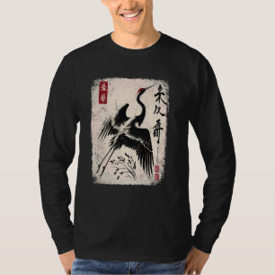 Japanischer Kranich Tsuru Langlebigkeit Sakura Nis T-Shirt