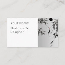 Japanischer Kranich und Bambus-Tuschewaschung - Ze