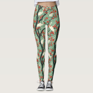 Japanischer Kranich und Kirschblüte - Orientalisch Leggings