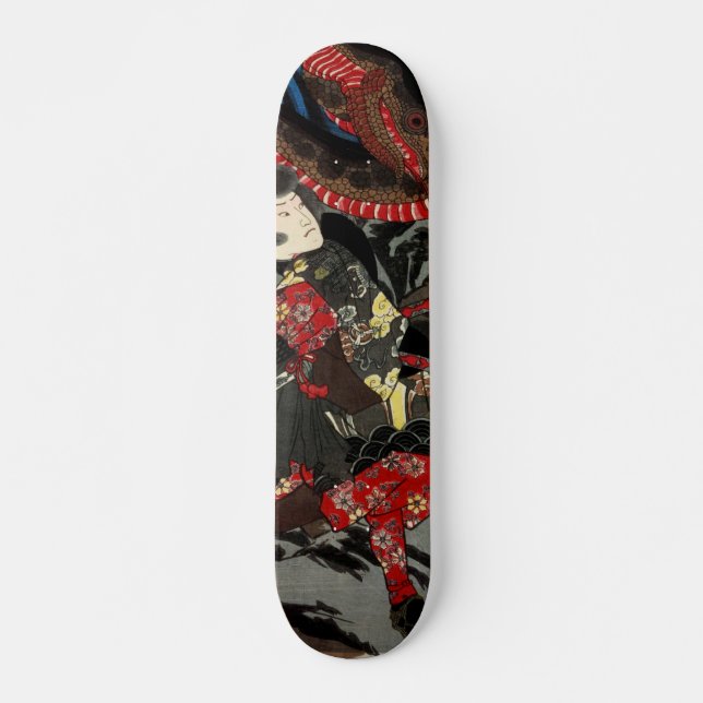 Japanischer Krieger kämpft gegen Riesenschlange Skateboard (Vorne)