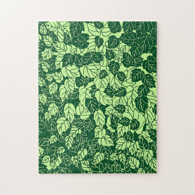 Japanischer Leaf Print, Emerald und Lime Green (Vertikal)