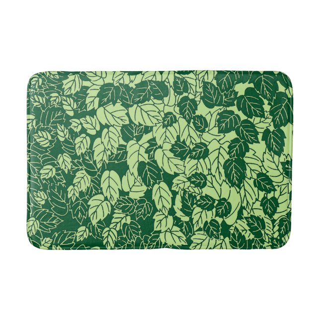Japanischer Leaf Print, Emerald und Lime Green Badematte (Vorderseite)