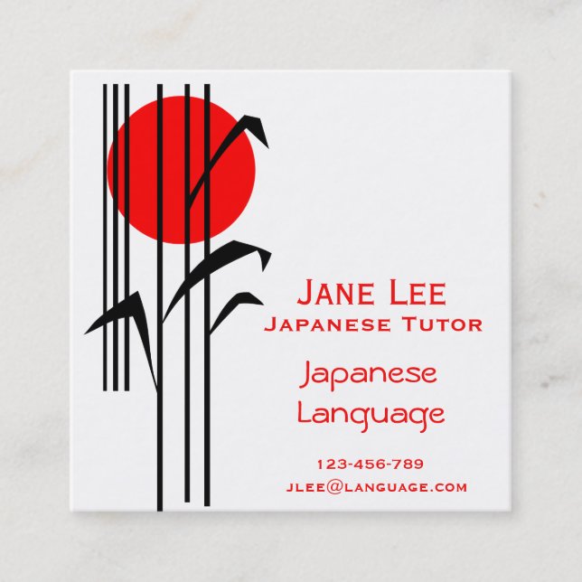 Japanischer Lehrer Japanischer Sprachlehrer Quadratische Visitenkarte (Vorderseite)