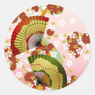 japanischer Lüfter 3 Runder Aufkleber