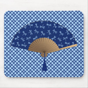 Japanischer Lüfter, Dragonfly-Muster, Cobalt Blue Mousepad