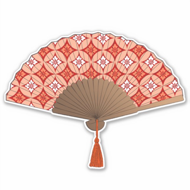 Japanischer Lüfter, Shippo Motif, Mandarin Orange Aufkleber (Vorderseite)