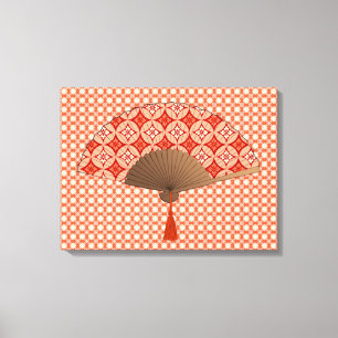Japanischer Lüfter, Shippo Motif, Mandarin Orange Leinwanddruck