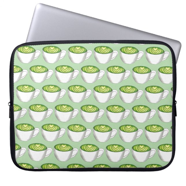 Japanischer Matcha Green Tea Latte Teacup Feinschm Laptopschutzhülle (Vorderseite)