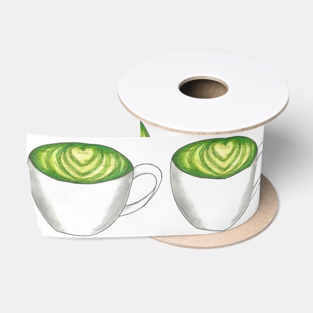 Japanischer Matcha Green Tea Latte Teacup Feinschm Satinband (Spule)