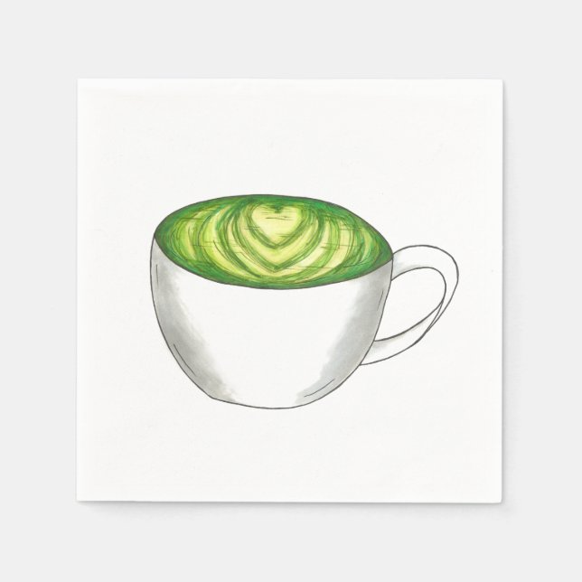 Japanischer Matcha Green Tea Latte Teacup Feinschm Serviette (Vorderseite)
