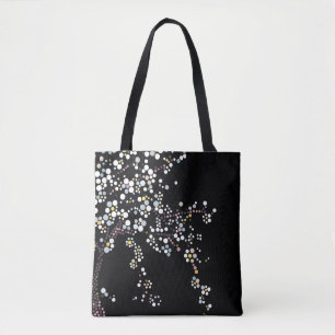 Japanischer Mosaik-Kirschblüten-Schwarz Tasche