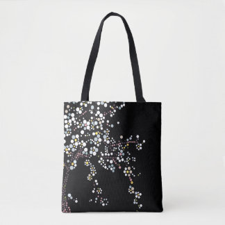 Japanischer Mosaik-Kirschblüten-Schwarz Tasche