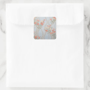 Japanischer Nadeshiko-Blumen-Kimono Quadratischer Aufkleber