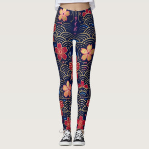 Japanischer Neo-Edo-Cyberpunk-Sakura-Nahtloser Mus Leggings