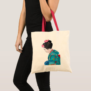 Japanischer niedlicher Geisha mit Kirschblüte Tragetasche