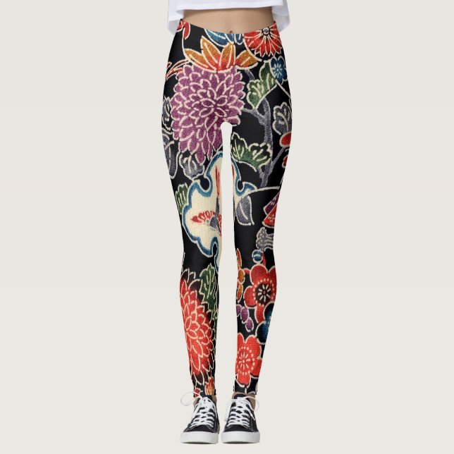 Japanischer Okinawan Dye (Bingata) Leggings (Vorderseite)