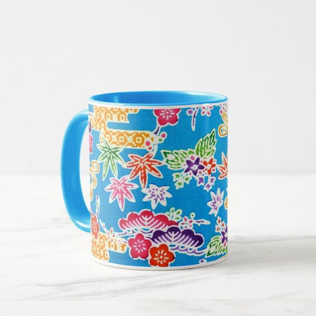Japanischer Okinawan Dye (Bingata) Tasse (Vorderseite Links)