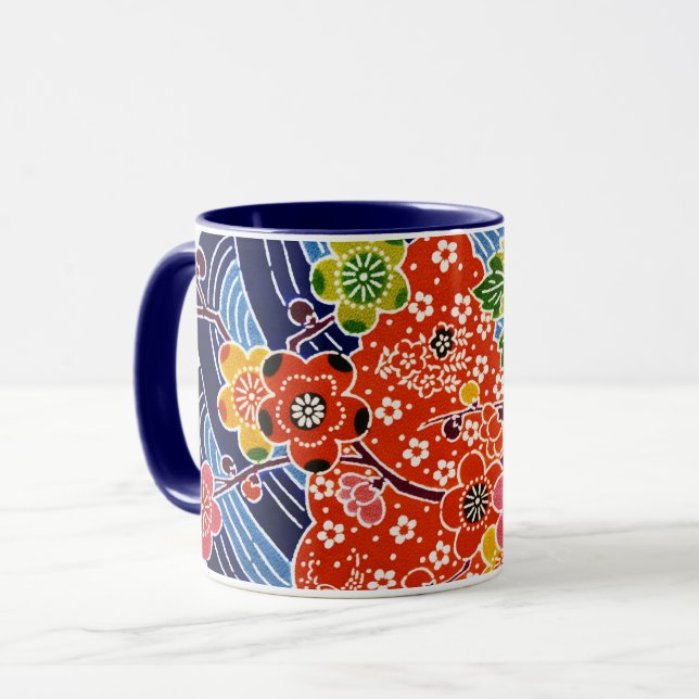 Japanischer Okinawan Dye (Bingata) Tasse (Vorderseite Links)