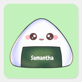 Japanischer Onigiri Rice Ball Quadratischer Aufkleber