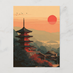 Japanischer Pagode Vintage Postkarte