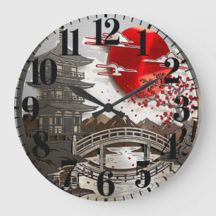 Japanischer Pagoden-Zen-Wanduhr Große Wanduhr