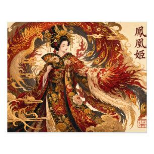 Japanischer Phönix Geisha Kunst Mythologie Desig Fotodruck