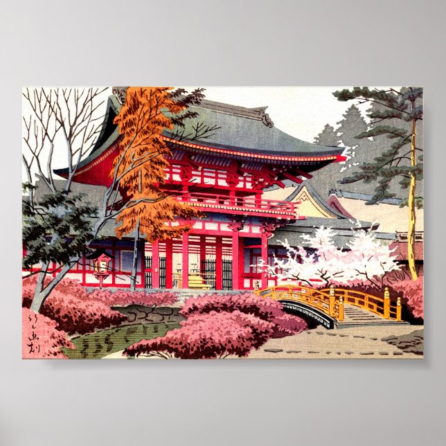 Japanischer Red Temple Spring Poster (Vorne)