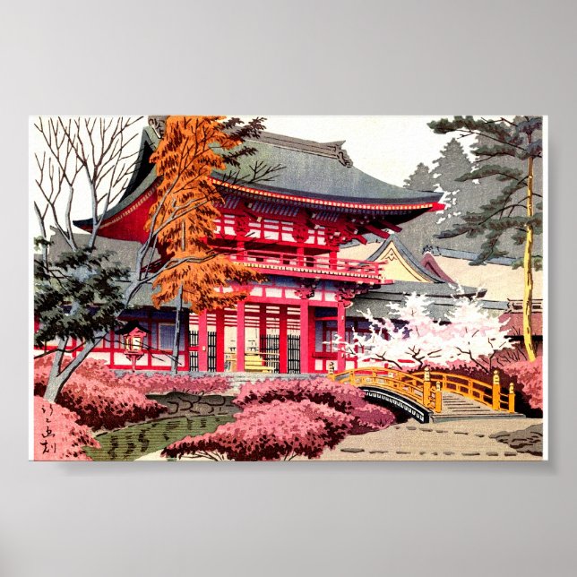 Japanischer Red Temple Spring Poster (Vorne)