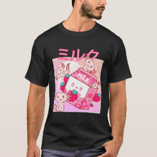 Japanischer Retro Anime Kawaii Axolotl Strawberry T-Shirt