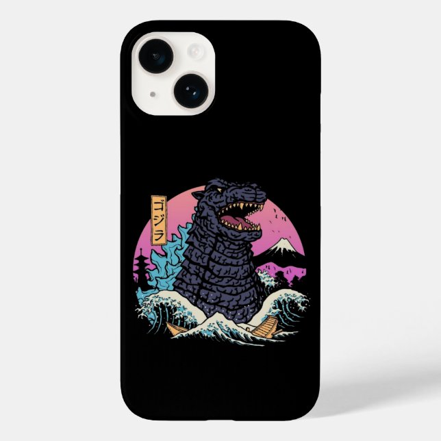 japanischer Retro King Kaiju Wave Case-Mate iPhone 14 Hülle (Rückseite)