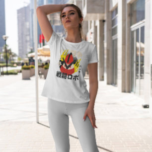 Japanischer Roboter mit Feuer T-Shirt