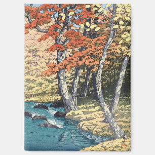 Japanischer Roter Ahorn Fluss Shin-hanga Poster Magnet