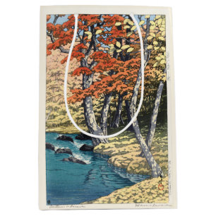 Japanischer Roter Ahorn Fluss Shin-hanga Poster Mittlere Geschenktüte