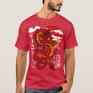 Japanischer roter Drache asiatisch inspirierte Ret T-Shirt