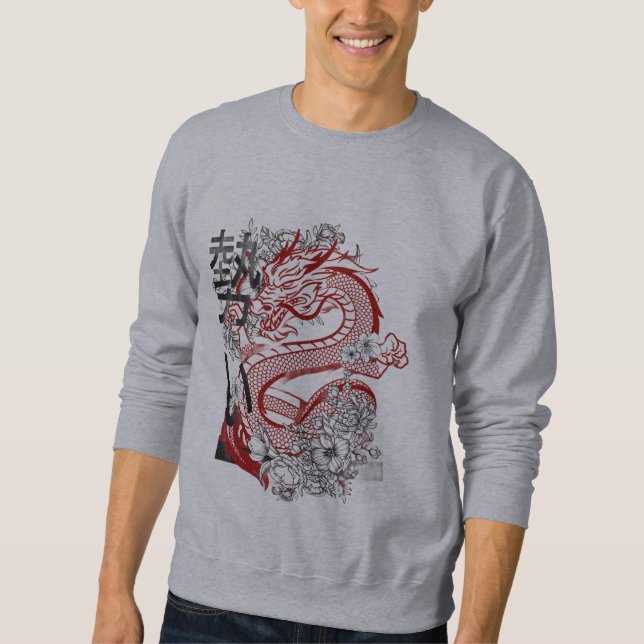 Japanischer Roter Drache Herren Sweatshirt (Vorderseite)