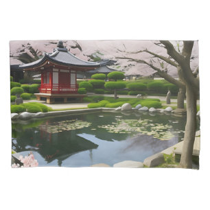 Japanischer Sakura Cherry Blossom Garden Shrine Po Kissenbezug