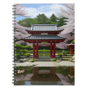 Japanischer Sakura Cherry Blossom Garden Shrine Po Notizblock