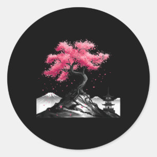 Japanischer Sakura Garten Japan Mount Fuji Cherry  Runder Aufkleber