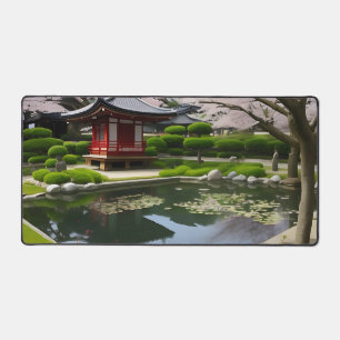 Japanischer Sakura-Kirschblüten-Garten-Schrein-Tei Schreibtischunterlage